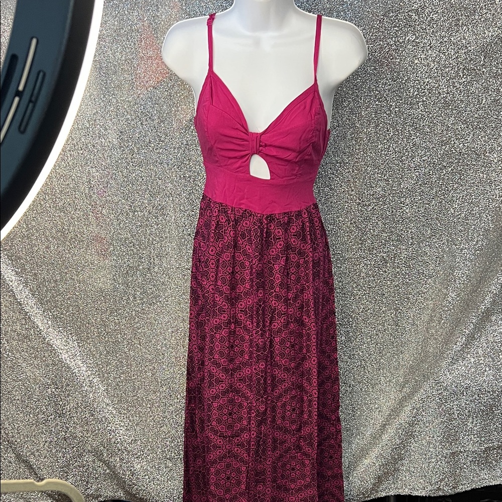 Kirra Magenta and Black Geometric Maxi Dress